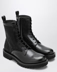 Valentino Garavani Black Combat Boot in technical fabric and Toile Iconographe calfskin