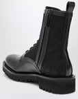 Valentino Garavani Black Combat Boot in technical fabric and Toile Iconographe calfskin