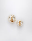 Saint Laurent Asymmetrical earrings with pearl and Cassandre logo