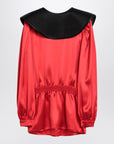 Valentino Red silk blouse with black collar