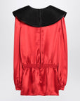 Valentino Red silk blouse with black collar