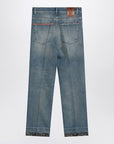 Valentino Washed blue jeans with floral fabric trims