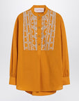 Valentino Ochre yellow shirt with beads and lace