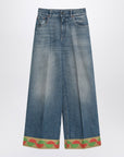Valentino Blue washed jeans with jacquard bottoms
