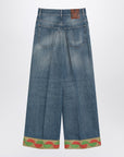 Valentino Blue washed jeans with jacquard bottoms