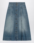 Valentino Washed denim midi skirt
