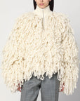 Stella McCartney White wool bomber jacket with fringes