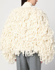 Stella McCartney White wool bomber jacket with fringes