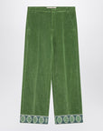 Valentino Green velvet trousers with jacquard hem