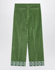 Valentino Green velvet trousers with jacquard hem
