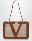 Valentino Garavani Medium Viva Superstar bag in natural/spice canvas