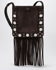 Valentino Garavani Nellcôte brown suede bag with fringes and studs