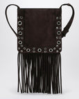 Valentino Garavani Nellcôte brown suede bag with fringes and studs