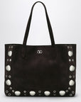 Valentino Garavani Medium Nellcôte Tote in Brown Suede
