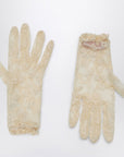 Valentino Garavani Vlogo Signature butter-coloured lace gloves