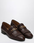Valentino Garavani Moccasin Vlogo Signature coffee color with fringes