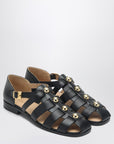Valentino Garavani Black leather fisherman sandals with studs
