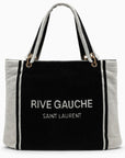 Saint Laurent Rive Gauche tote in black and white terry cloth
