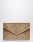 Saint Laurent Cassandre large envelope pouch in gold suede