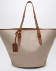 Saint Laurent Desert-coloured shoulder bag in canvas and leather