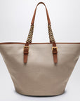 Saint Laurent Desert-coloured shoulder bag in canvas and leather