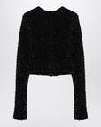 Balenciaga Black cotton blend tweed cropped cardigan