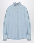 Valentino Light blue linen shirt with ruffles