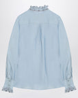 Valentino Light blue linen shirt with ruffles