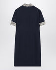 Valentino Indigo blue dress with macramé trim