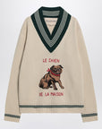 Valentino Butter-coloured sweater with Le Chien de la Maison embroidery