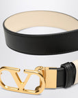 Valentino Garavani Reversible VLogo Signature belt in black/butter white