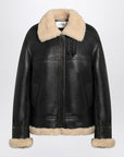Saint Laurent Black leather and shearling jacket