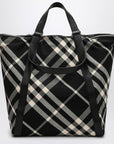 Burberry Black/calico cotton-blend tote bag with Check pattern