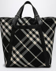 Burberry Black/calico cotton-blend tote bag with Check pattern