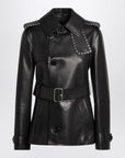 Burberry Short black leather jacket with studs