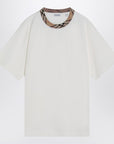 Burberry White cotton T-shirt with Check finishes