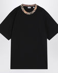 Burberry Black cotton T-shirt with Check finishes