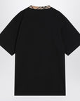 Burberry Black cotton T-shirt with Check finishes
