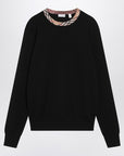 Burberry Black wool sweater with check details
