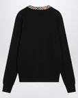 Burberry Black wool sweater with check details