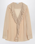 Saint Laurent Beige ruffled blouse in silk