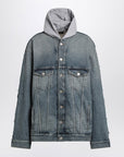 Balenciaga Denim and fleece cotton jacket with logo