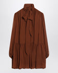 Saint Laurent Rust-colored lavallière silk dress