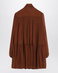 Saint Laurent Rust-colored lavallière silk dress