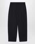 Alexander McQueen Wide navy blue wool trousers