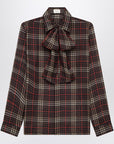 Saint Laurent Cassandre tartan silk crêpe shirt