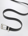 Saint Laurent Smooth black leather Folk belt