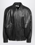 Saint Laurent Black balloon bomber jacket in leather