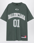 Balenciaga Dark green/light grey oversized basketball T-shirt