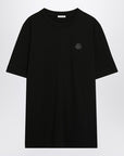 Moncler Black cotton T-shirt with logo patch